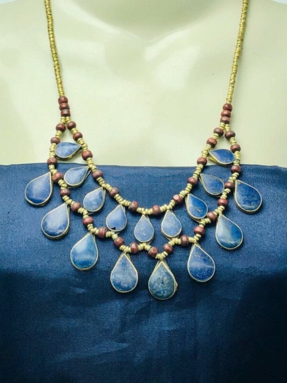 Afghan Lapis Lazuli Necklace, Earrings & Ring Set: Handmade Tribal Jewelry